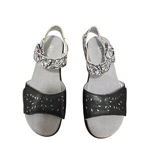 Alegria Women's Black & White Sandals With Adjustable Strap & Cutout Design Size